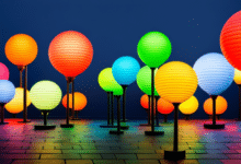 Obraz przedstawiający żywe światła LED w różnych kolorach i formach, oddający istotę najnowszych trendów